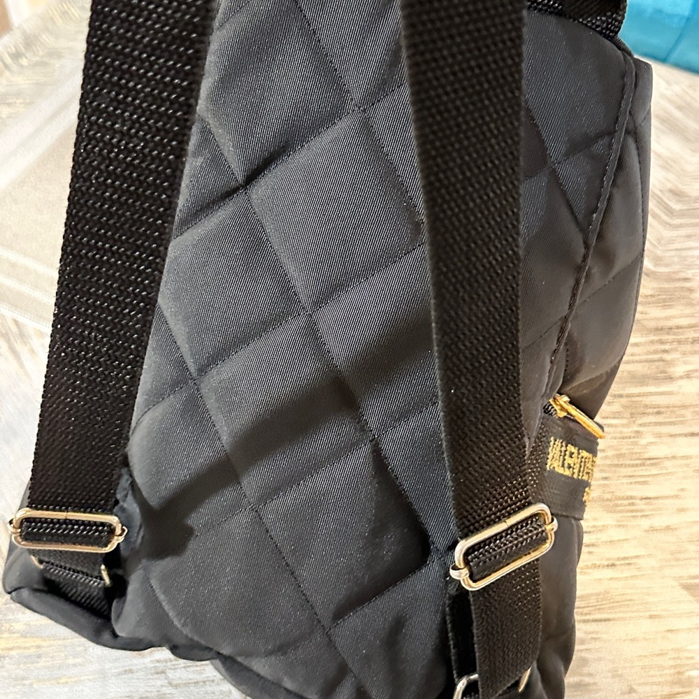 Valentino Quilted Black Backpack with Gold Details - Picture 13 of 15